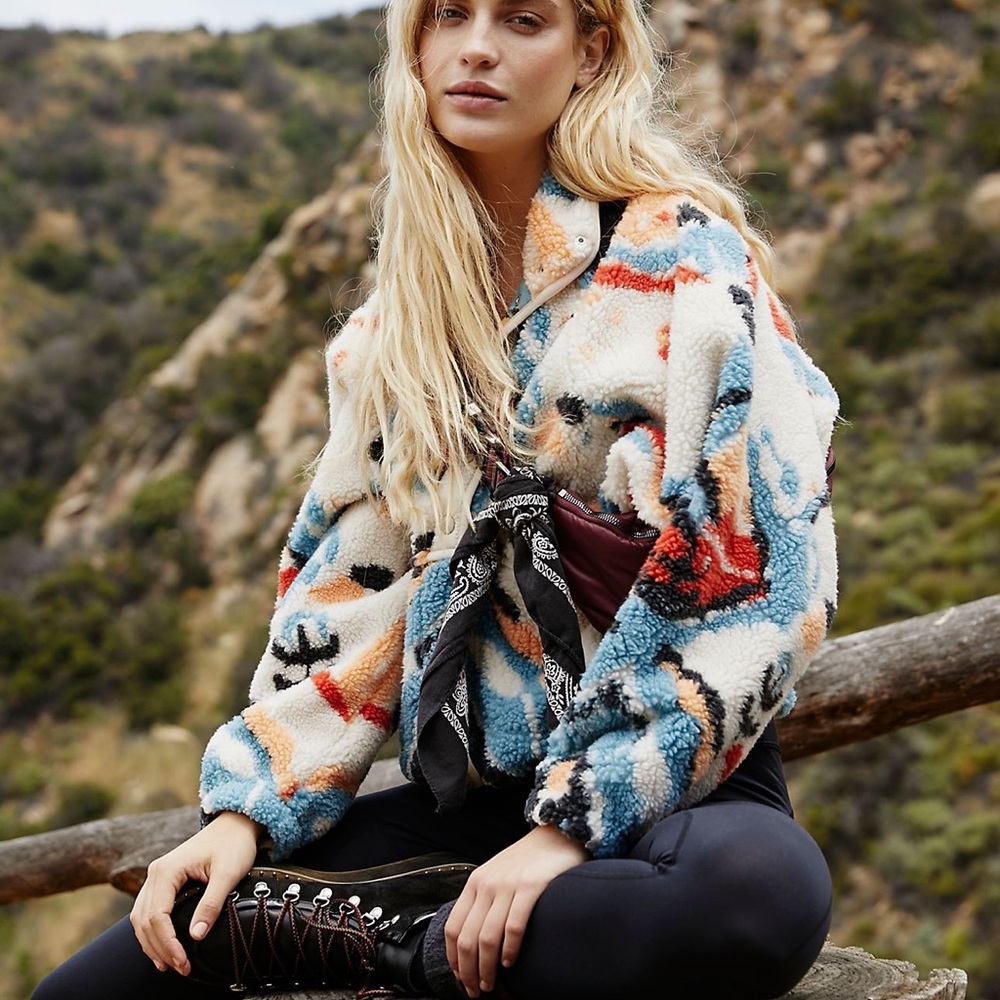 Free People Multicolor Fleece Jacket